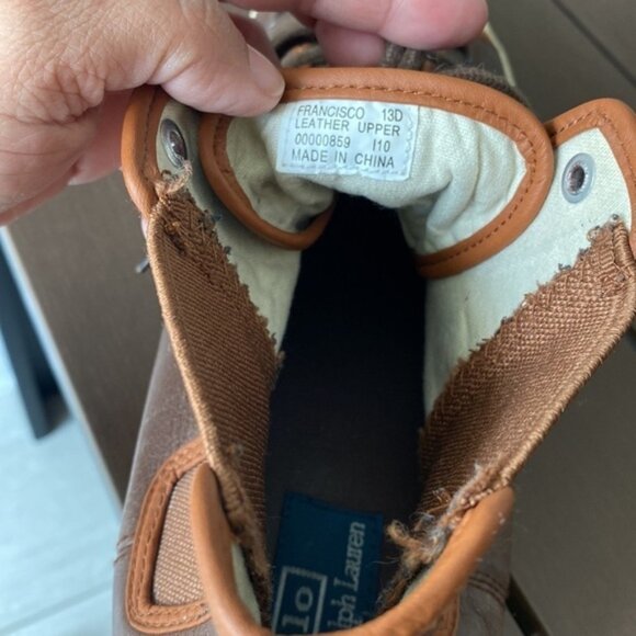 Polo By Ralph Lauren Men Brown Francisco Leather High Top Sneakers Size 13D - Picture 11 of 16